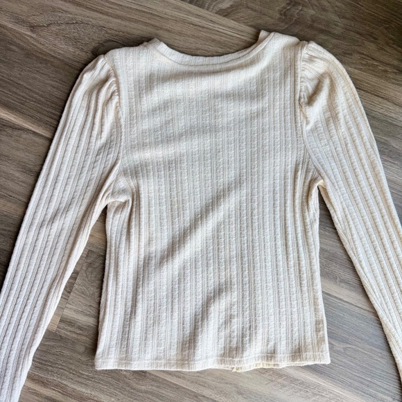 Blashe - Boutique Round Neck Ruffle & Lace Details Ribbed Long Sleeve Top Size M - Picture 9 of 10